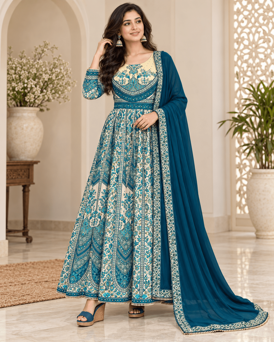 Exclusive Floral Printed ANJZ FVD - Indian Dress House 786