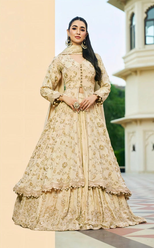 Exclusive Golden Cream LPL - Indian Dress House 786