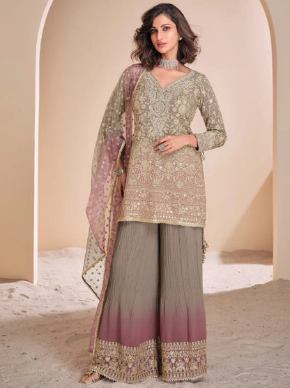 Exclusive Multi Color Grey & Purple SYANA - Indian Dress House 786