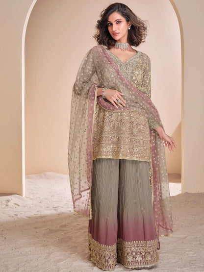 Exclusive Multi Color Grey & Purple SYANA - Indian Dress House 786