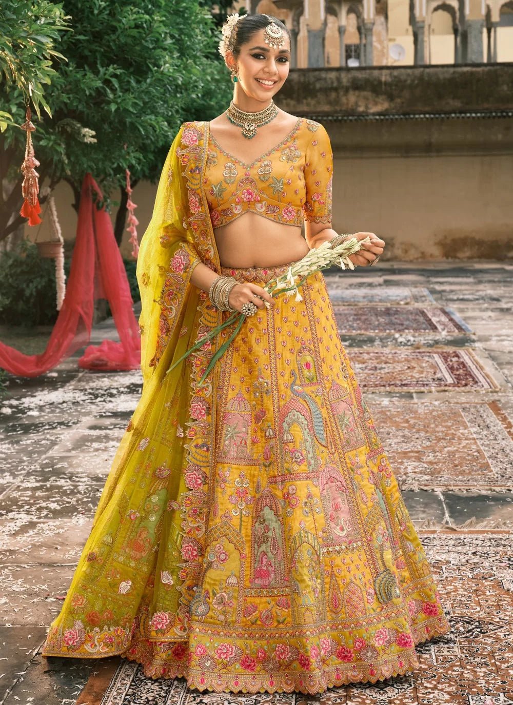 Exclusive Yellow Embroided Silk ABCL - Indian Dress House 786