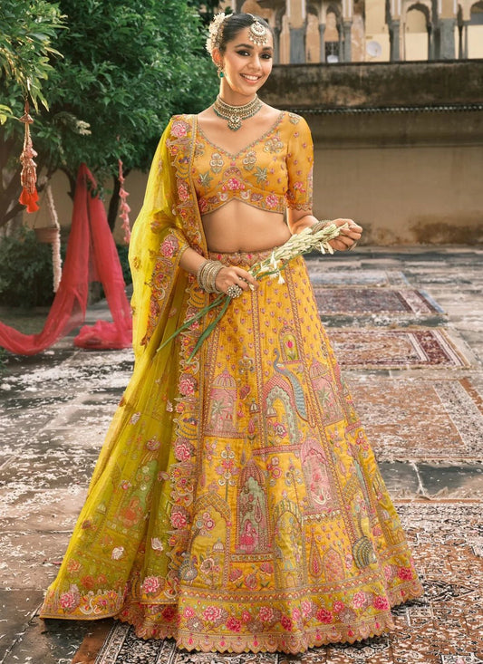Exclusive Yellow Embroided Silk ABCL - Indian Dress House 786