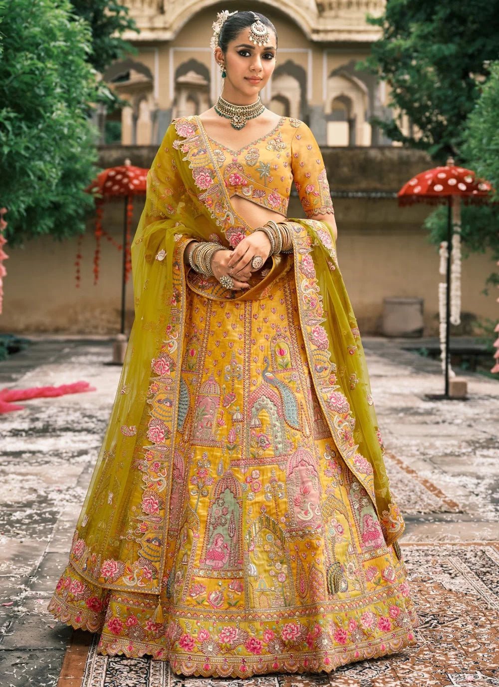 Exclusive Yellow Embroided Silk ABCL - Indian Dress House 786