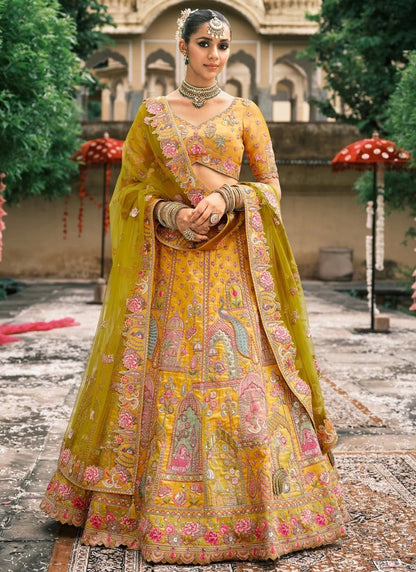 Exclusive Yellow Embroided Silk ABCL - Indian Dress House 786