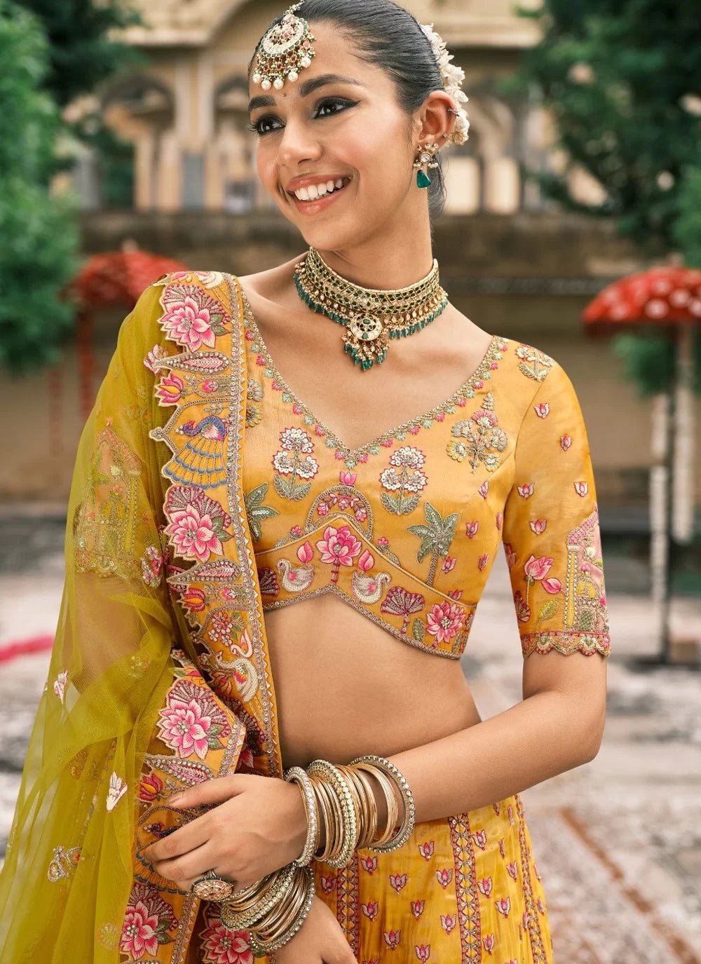 Exclusive Yellow Embroided Silk ABCL - Indian Dress House 786