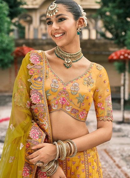 Exclusive Yellow Embroided Silk ABCL - Indian Dress House 786