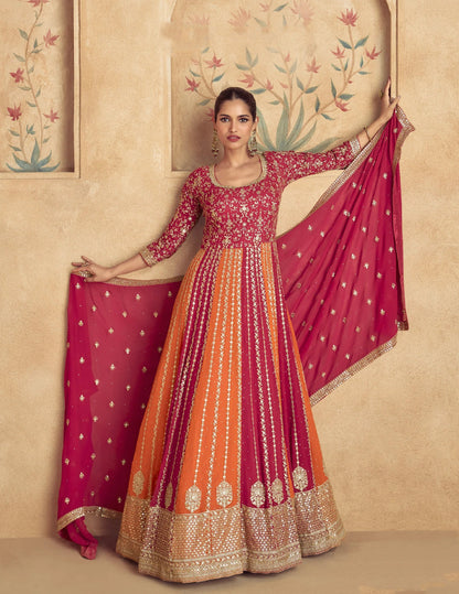 Exquiiste Red & Orange ASMG - Indian Dress House 786