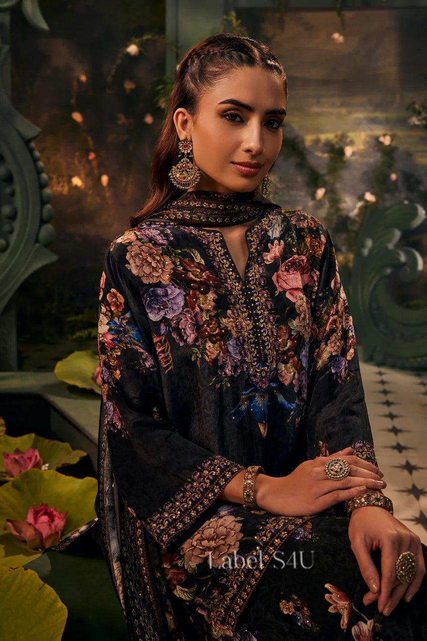 Exquisite Black Floral Sharara SHIV - Indian Dress House 786