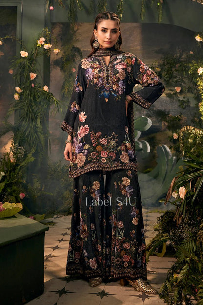Exquisite Black Floral Sharara SHIV - Indian Dress House 786