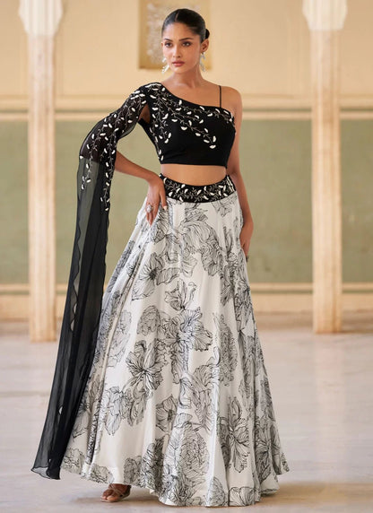 Exquisite Black Floral SYQL - Indian Dress House 786