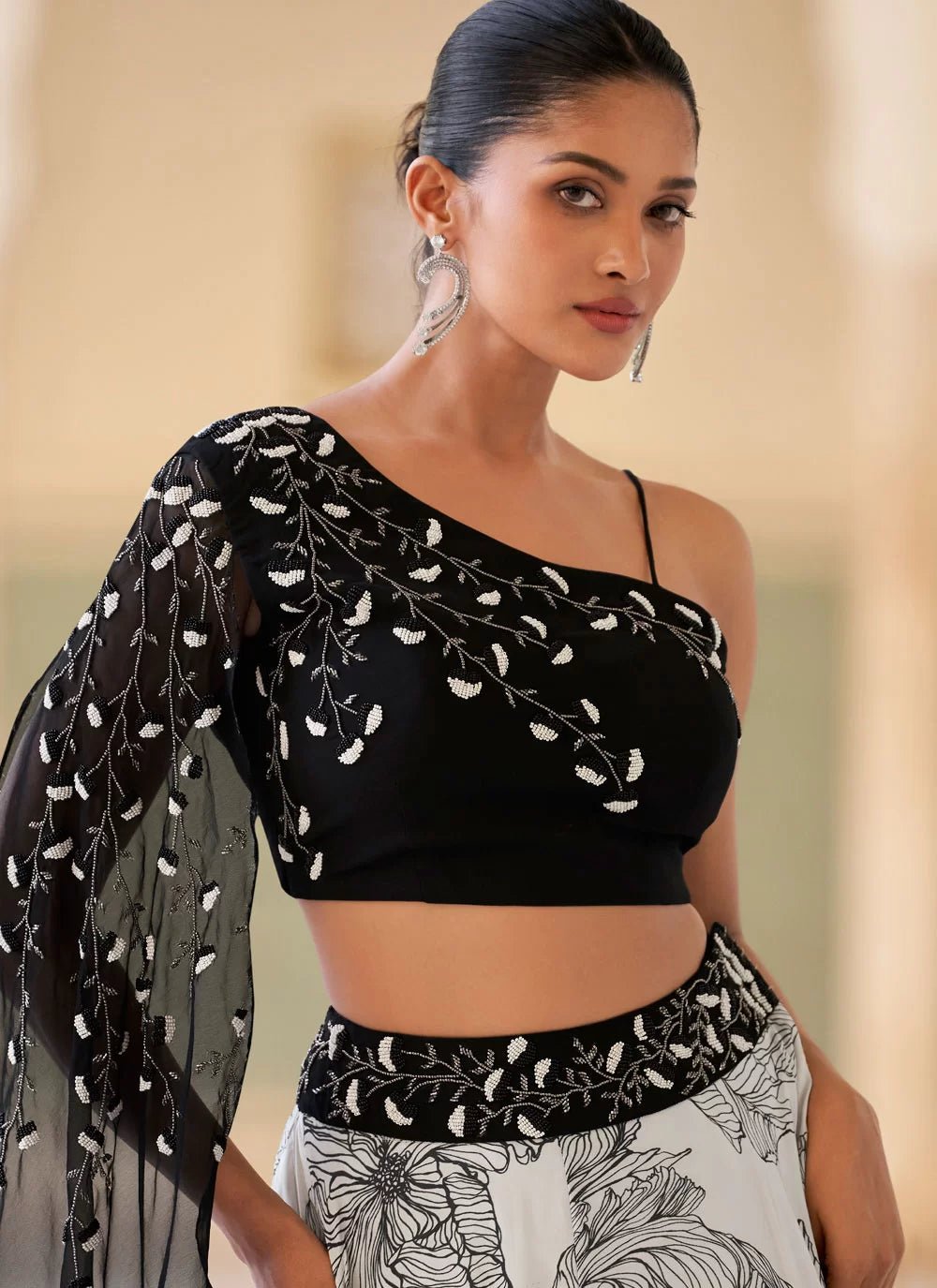 Exquisite Black Floral SYQL - Indian Dress House 786