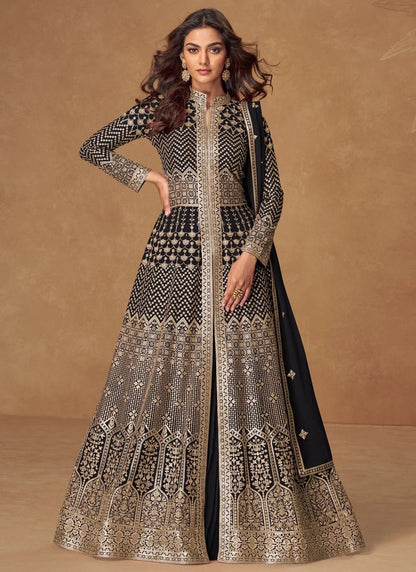 Exquisite Black & Gold AMGA - Indian Dress House 786