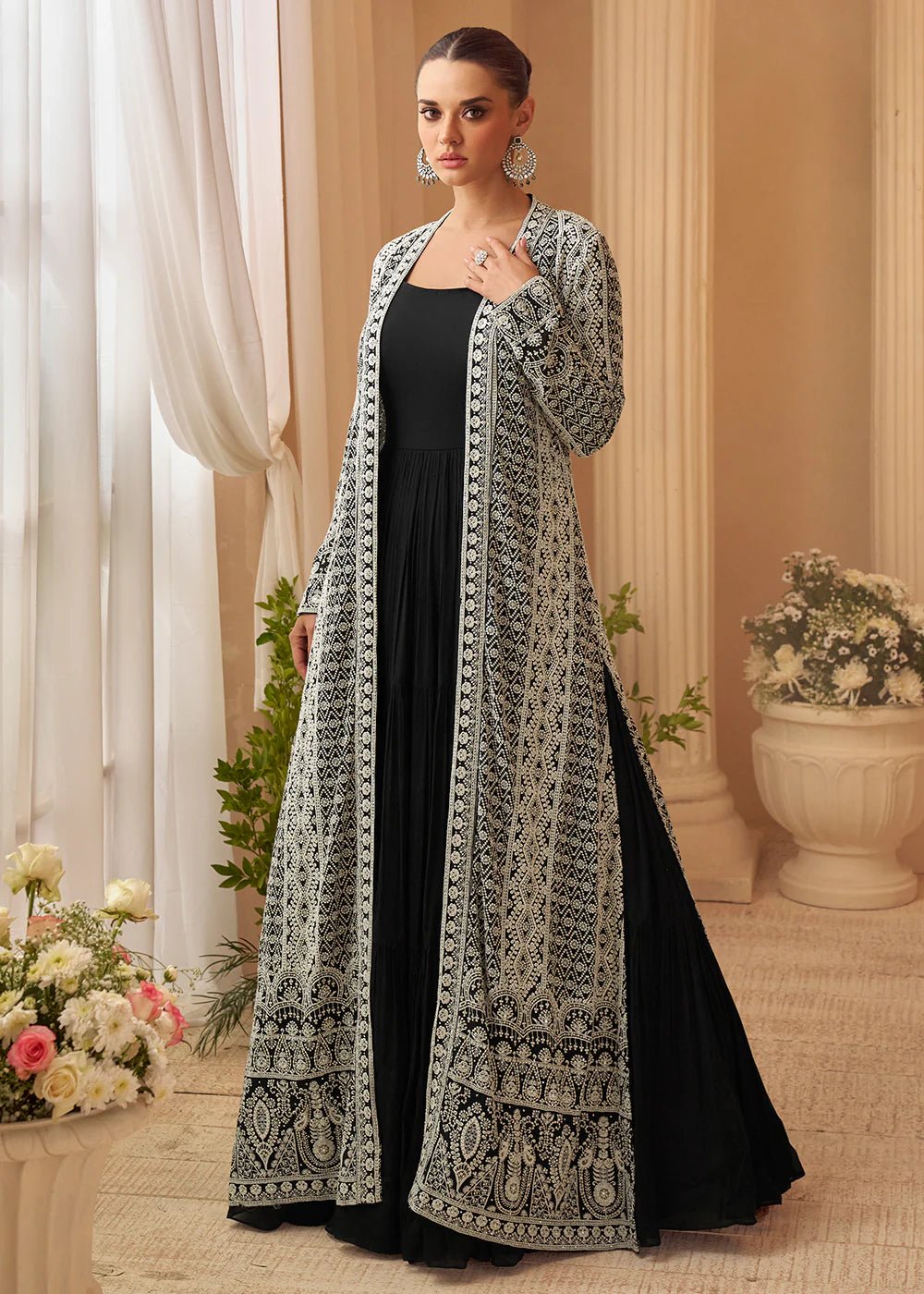 Exquisite Black & White SYKJ - Indian Dress House 786