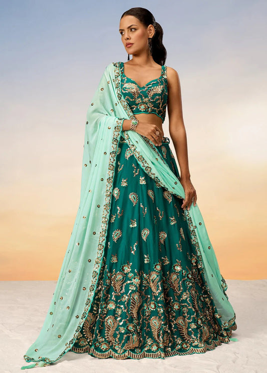 Exquisite Green Floral ACLS - Indian Dress House 786