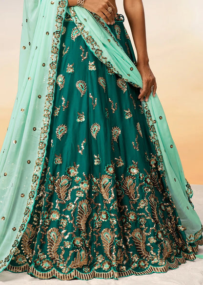 Exquisite Green Floral ACLS - Indian Dress House 786