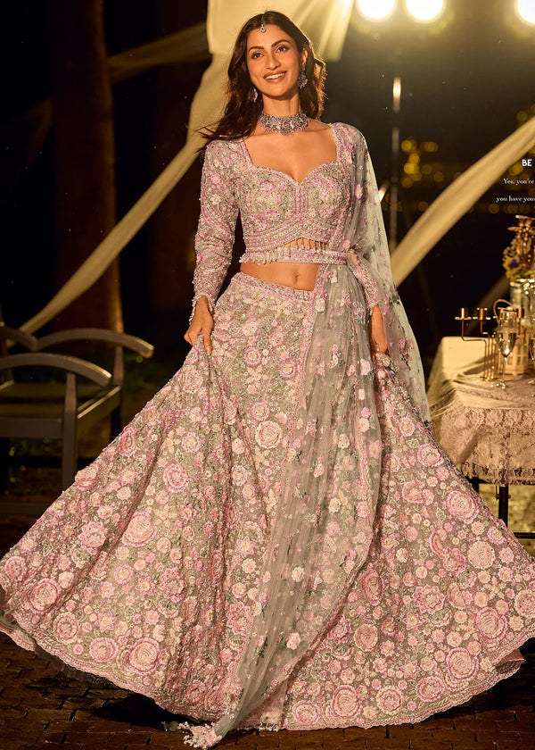 Exquisite Pastel Mink & Green SYRL - Indian Dress House 786