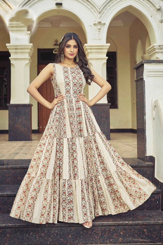 Floral Beige & Ivory CTZ FVD - Indian Dress House 786