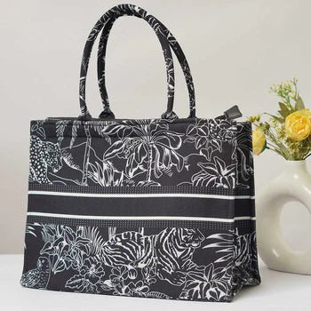 Floral Black Abstract Tote Bag - Indian Dress House 786