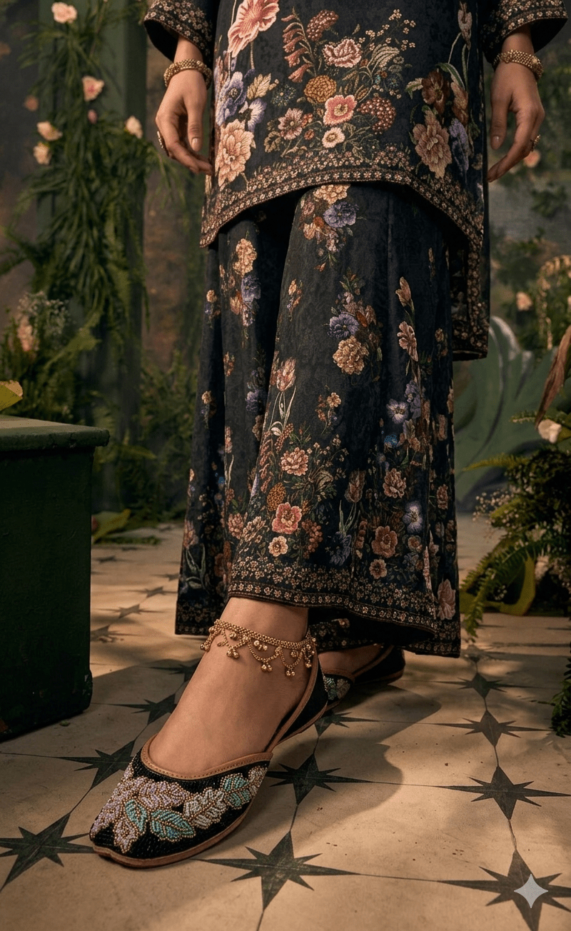 Floral Black Beaded JTS - Indian Dress House 786