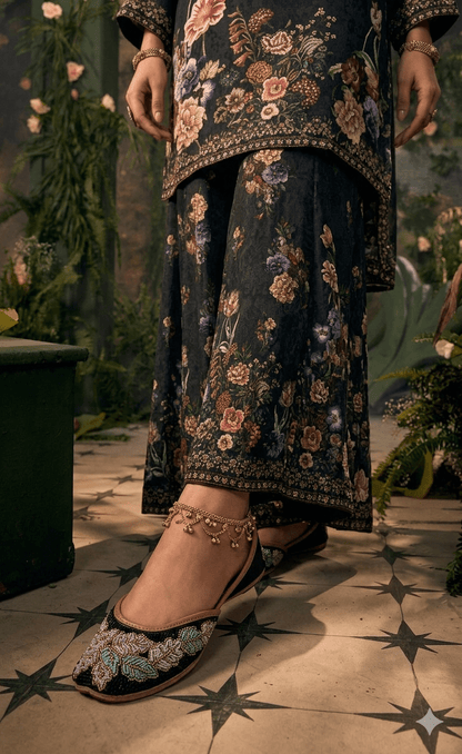 Floral Black Beaded JTS - Indian Dress House 786