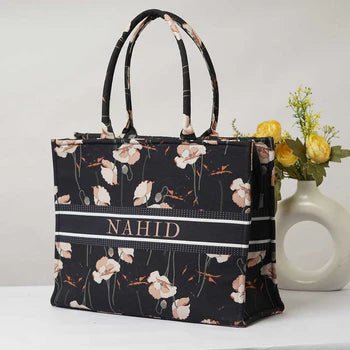 Floral Black Tote CFB - Indian Dress House 786