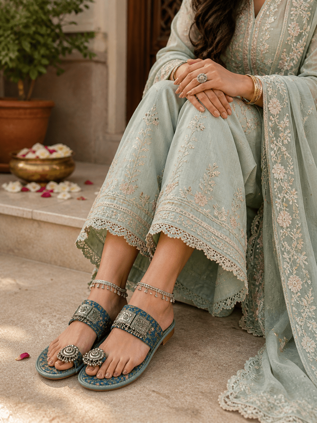 Floral Blue Green CHP - Indian Dress House 786