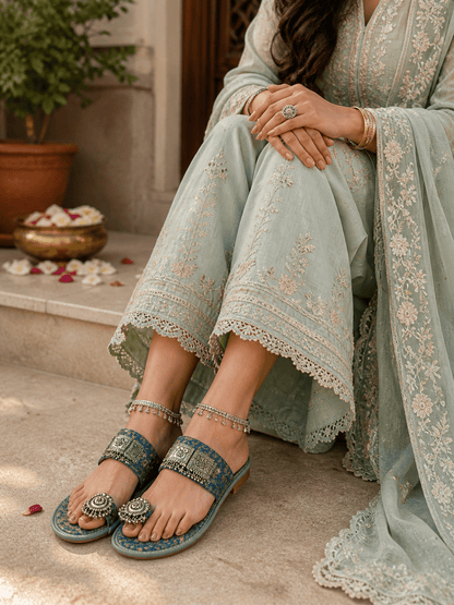 Floral Blue Green CHP - Indian Dress House 786