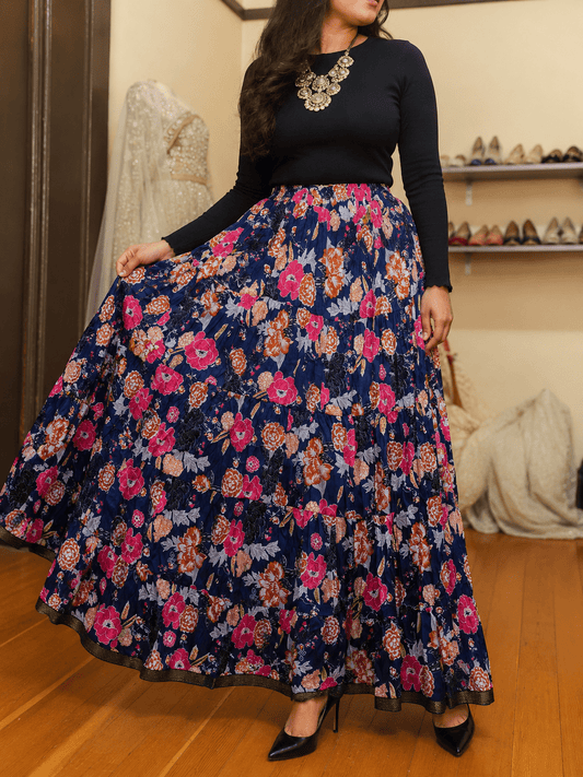 Floral Blue & Pink Skirts - Indian Dress House 786