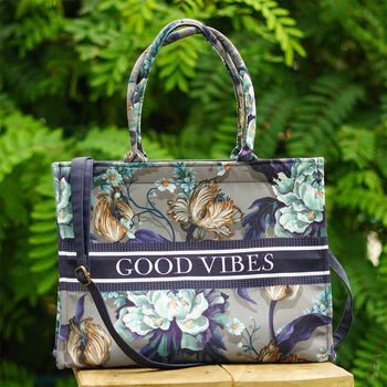 Floral Blue Sea Green Tote CFB - Indian Dress House 786