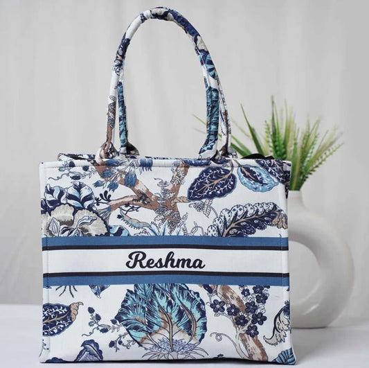 Floral Blue Tote CFB - Indian Dress House 786