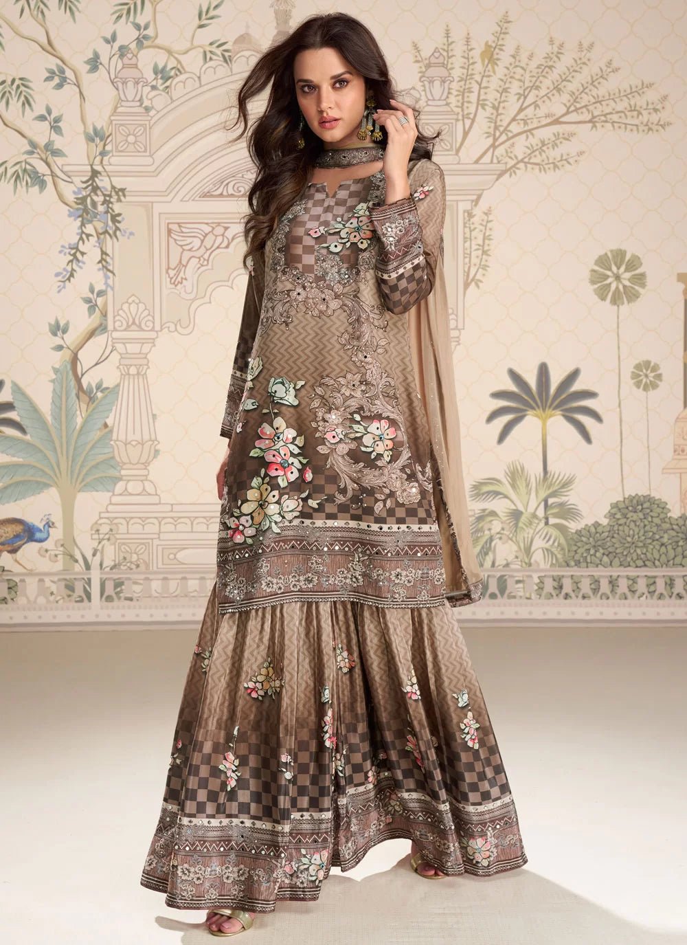 Floral Brown SYKP - Indian Dress House 786