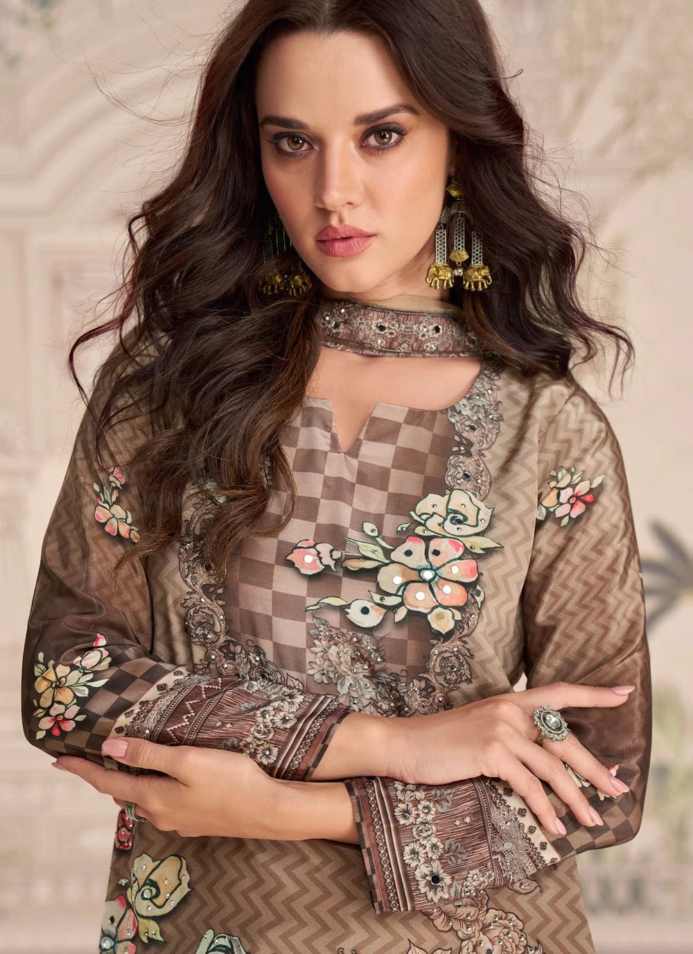 Floral Brown SYKP - Indian Dress House 786