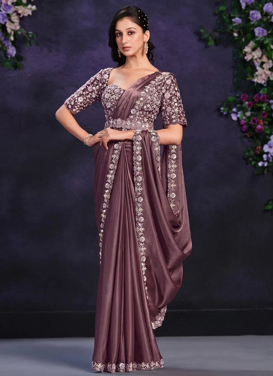 Floral Elgeant Brown MMR Saree - Indian Dress House 786