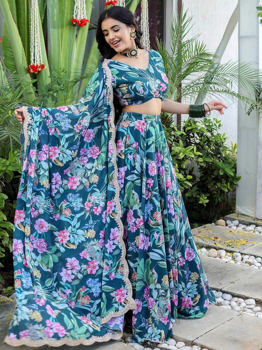 Floral Green & M Pink JGL - Indian Dress House 786