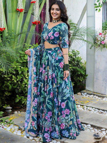 Floral Green & M Pink JGL - Indian Dress House 786