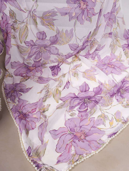 Floral Lavender YNF Saree - Indian Dress House 786