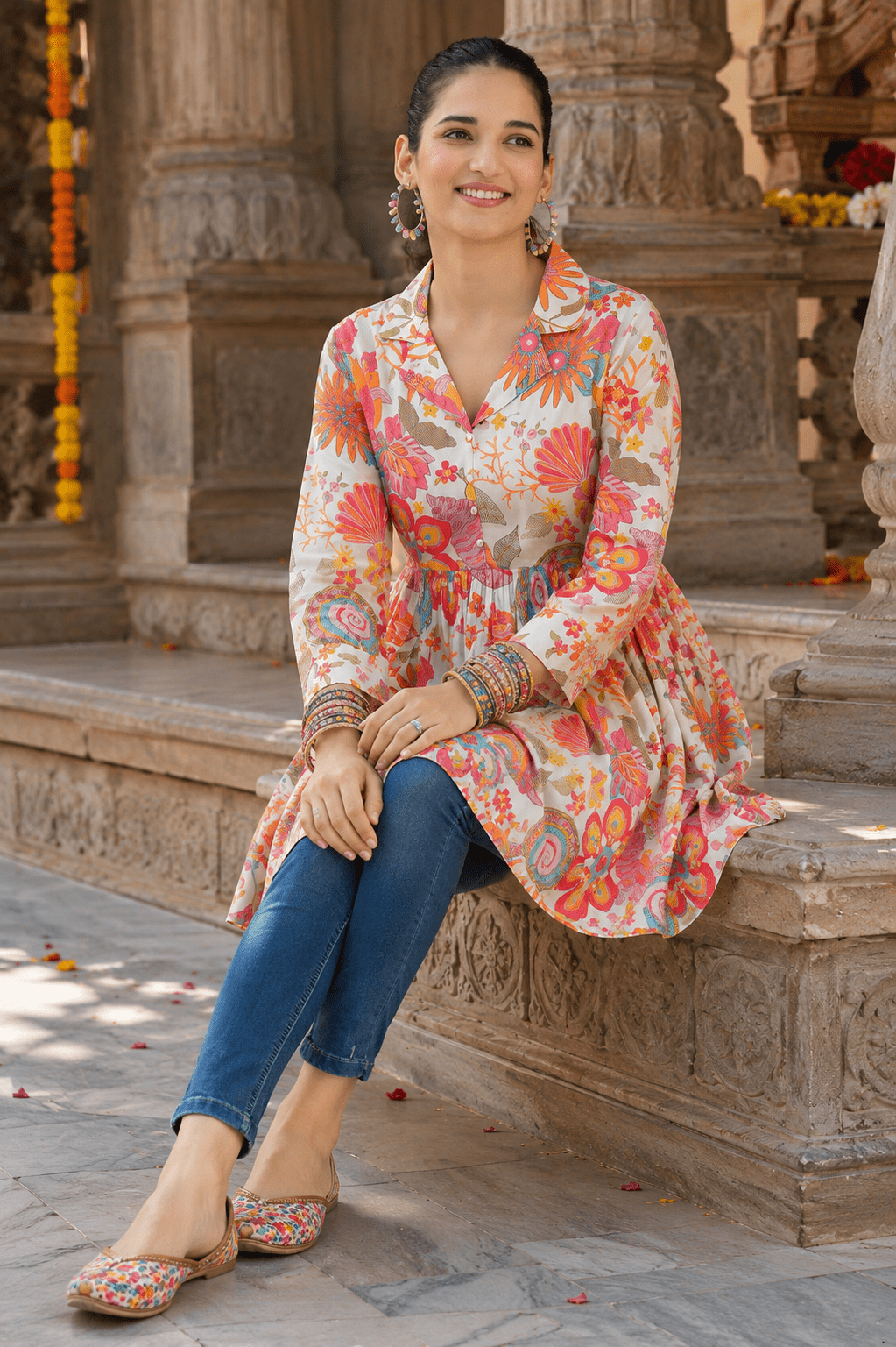 Floral Printed Multi Color JTS - Indian Dress House 786