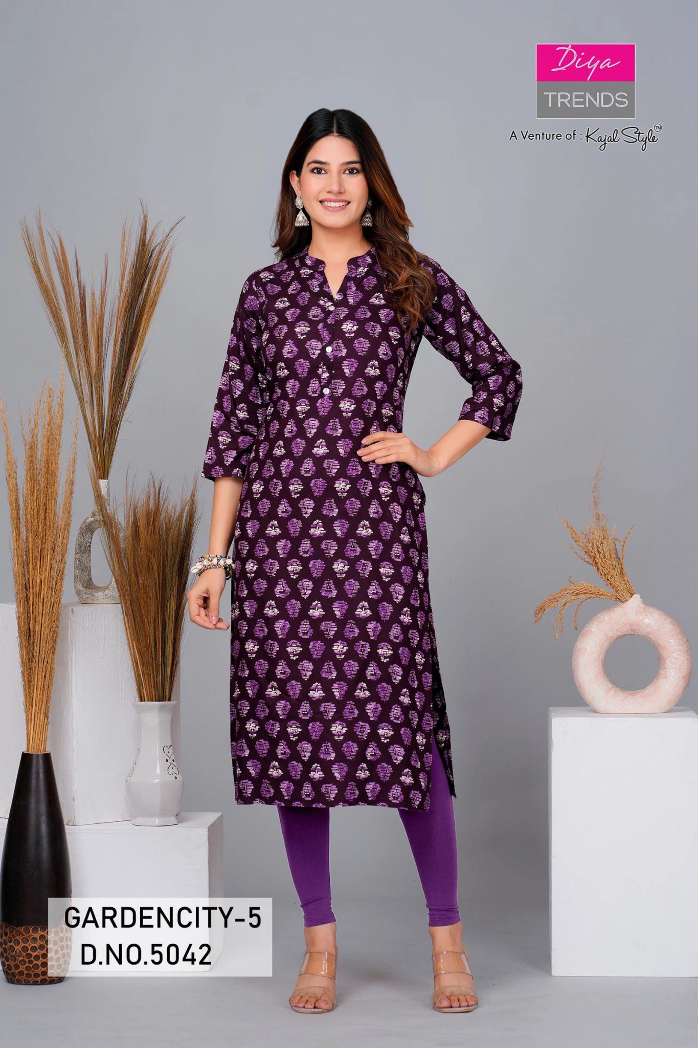 Floral Purple GC 5042 FVD - Indian Dress House 786