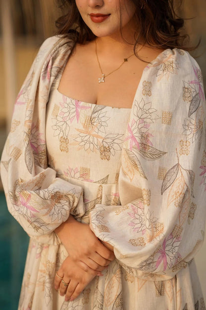 Floral Soft Beige LC 11005 FVD - Indian Dress House 786