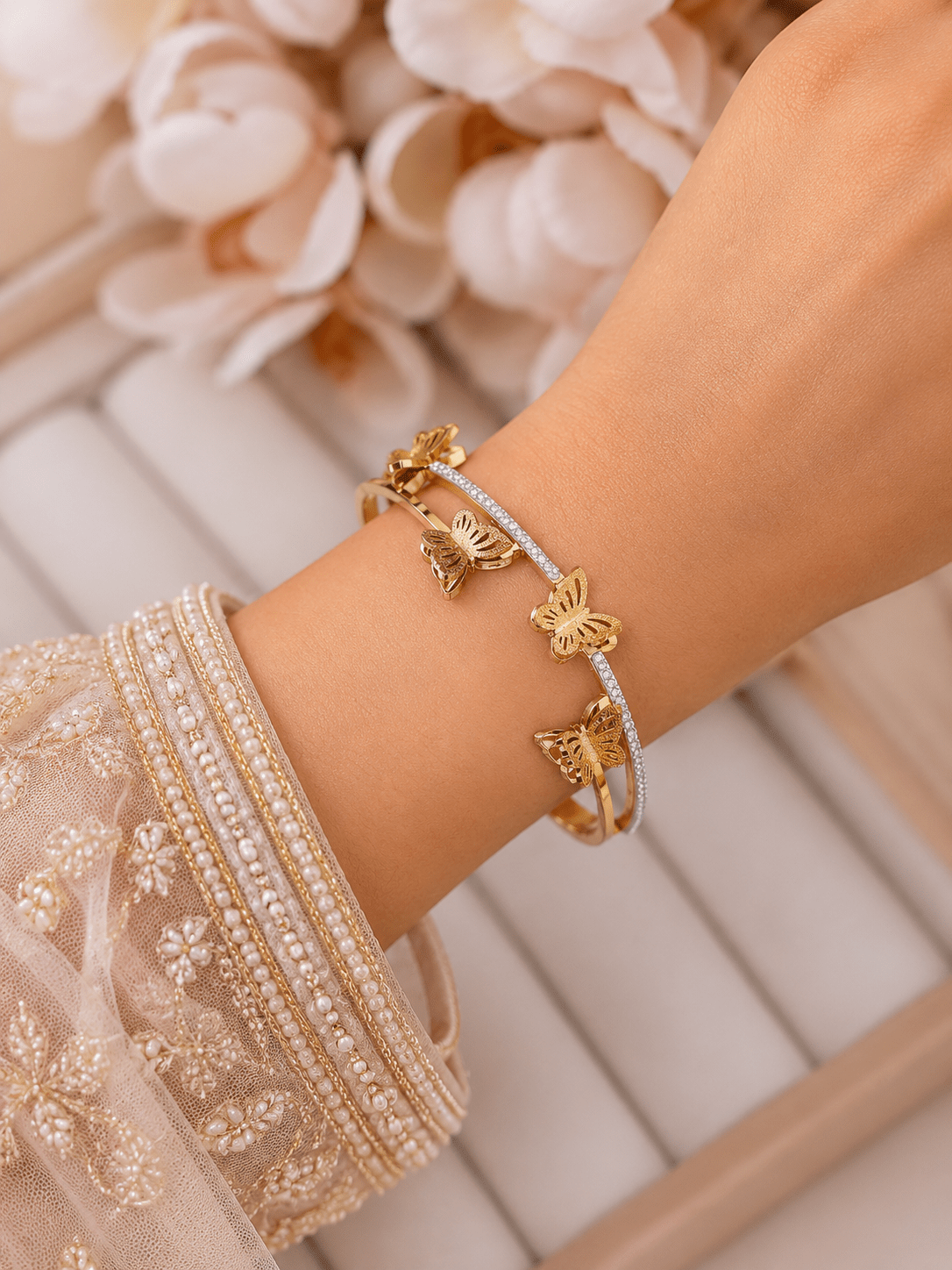 Free Gorgeous Stylish Golden Bracelet ( KADA) JWY - Indian Dress House 786