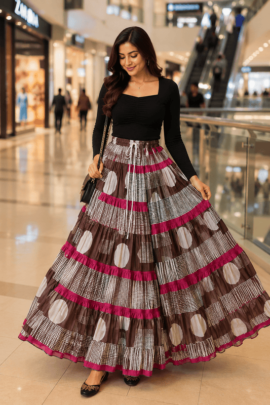 Geometric Print Skirt - Indian Dress House 786