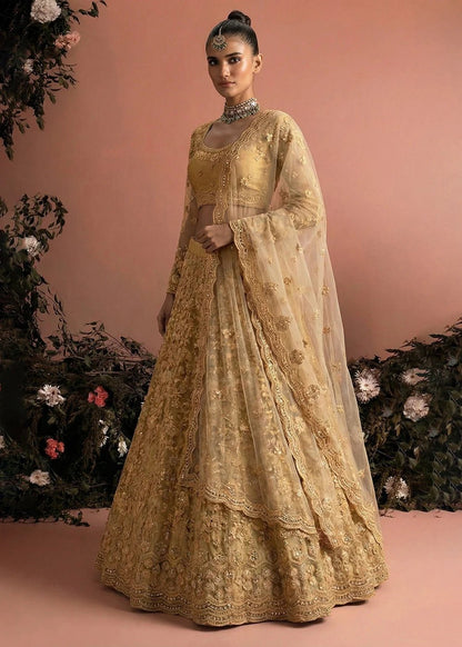 Golden Beige Floral AZBL - Indian Dress House 786