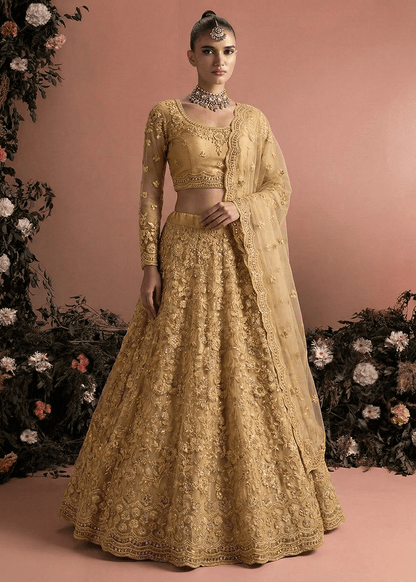 Golden Beige Floral AZBL - Indian Dress House 786