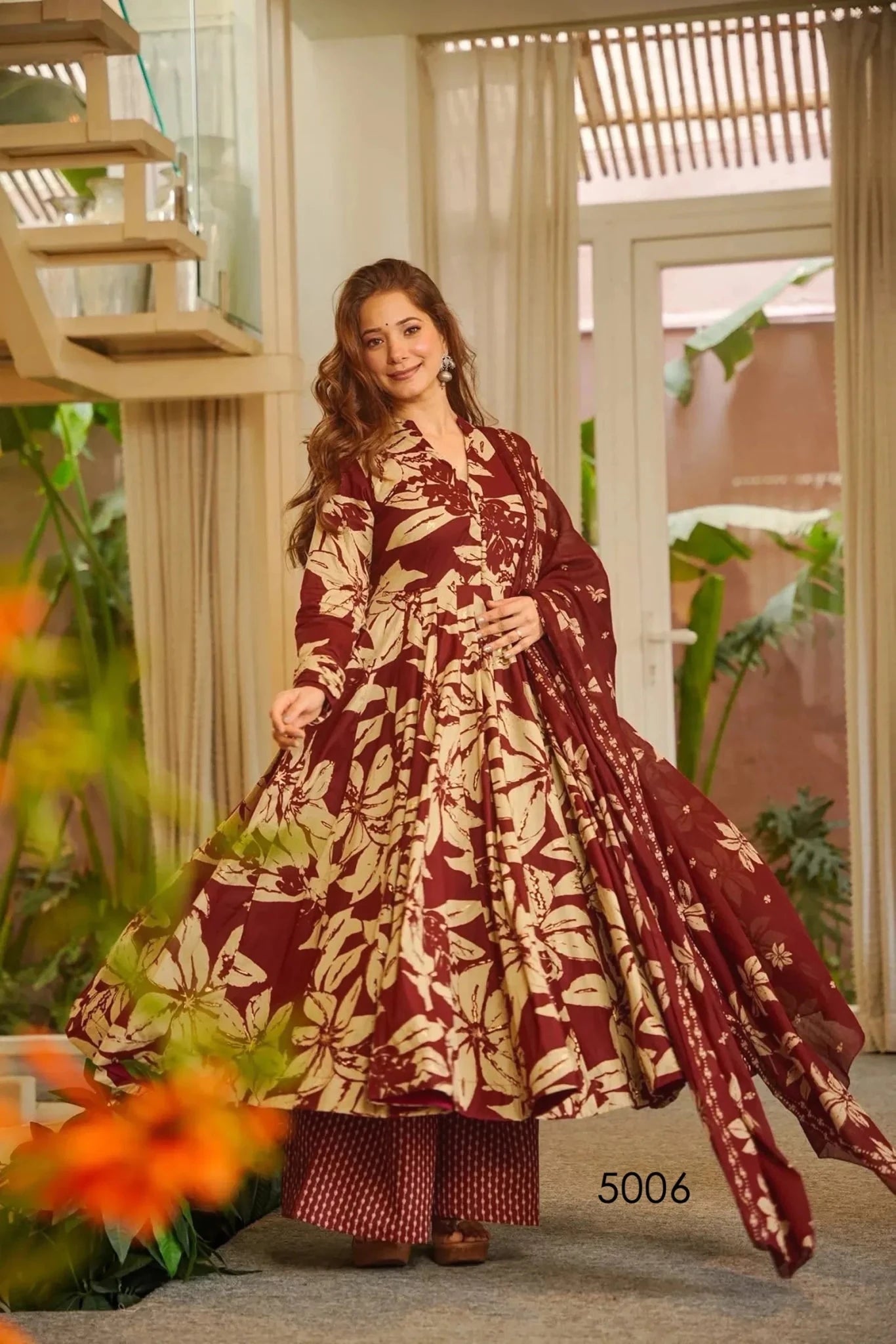 Goregous Brown Floral VMY 5006 FVD - Indian Dress House 786