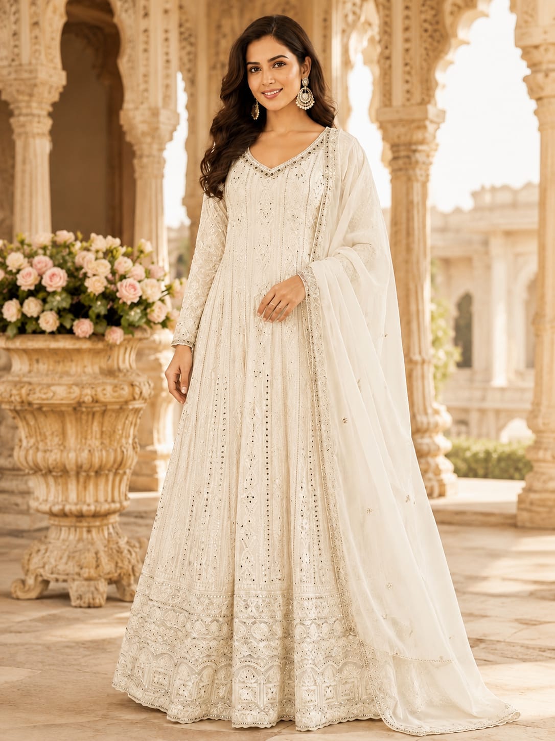 Gorehous Ivory White SHIV FSL - Indian Dress House 786