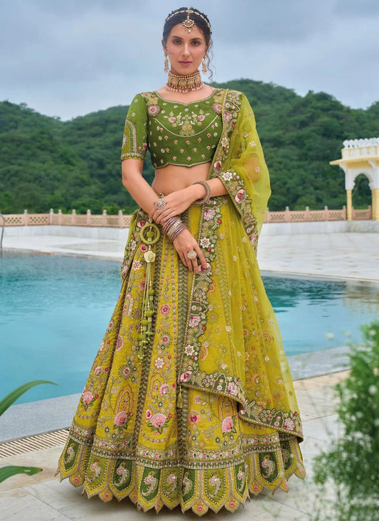 Gorgeoua Floral Green Yellow ANARL - Indian Dress House 786