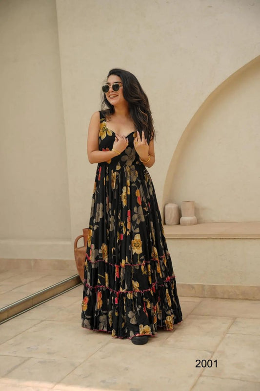 Gorgeous Black Floral LC 2001 FVD - Indian Dress House 786