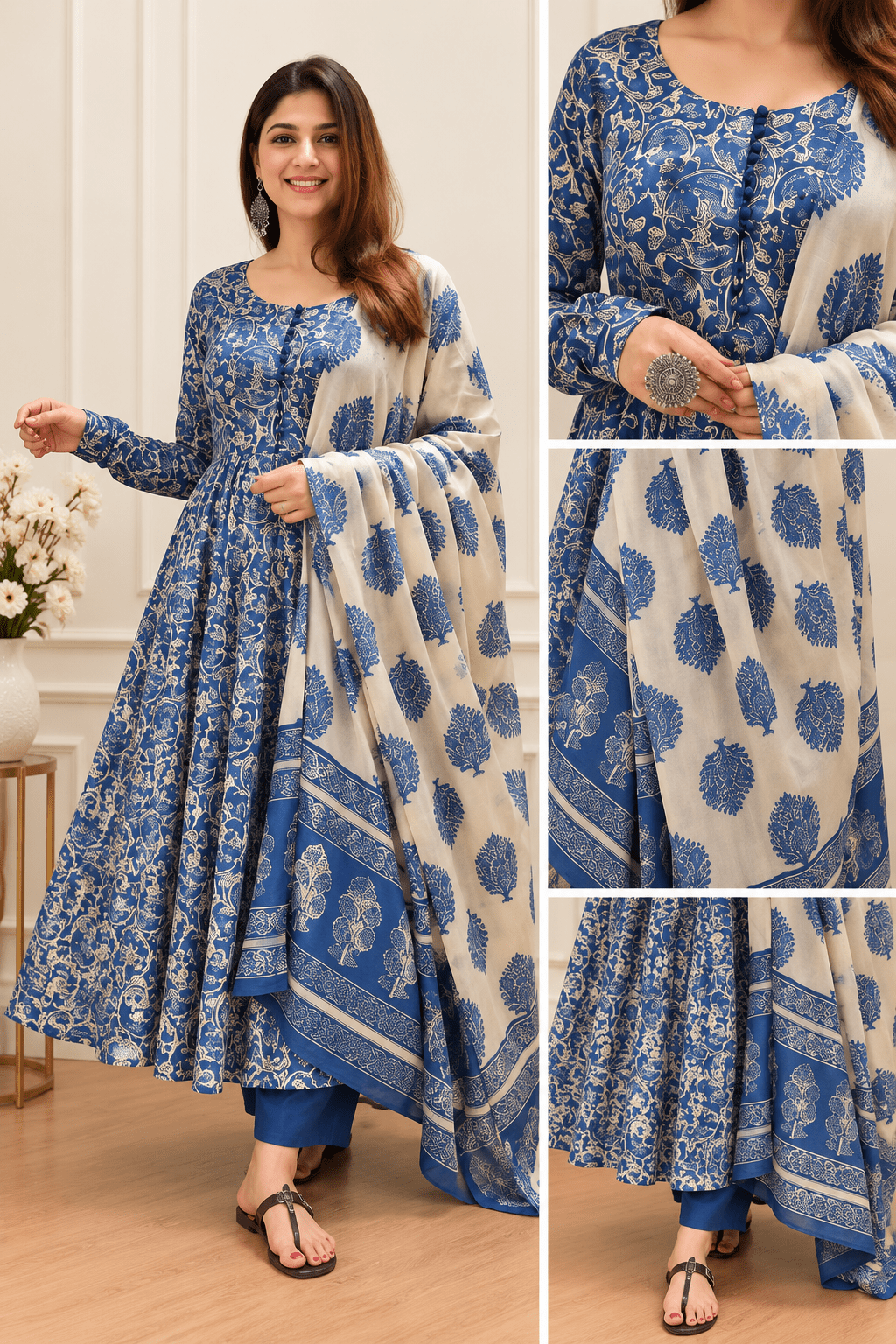 Gorgeous Blue Floral AVL FVD - Indian Dress House 786