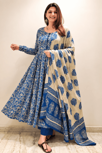 Gorgeous Blue Floral AVL FVD - Indian Dress House 786