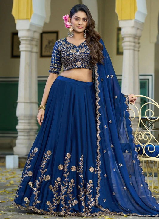 Gorgeous Blue FloraL Gold ZNL - Indian Dress House 786
